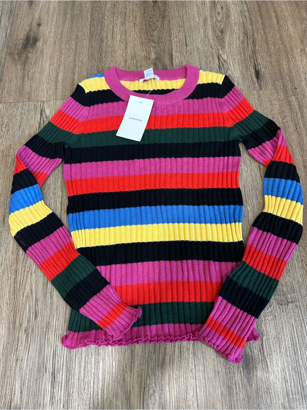 Nordstrom Multicolor Striped Ribbed Long-Sleeve Top